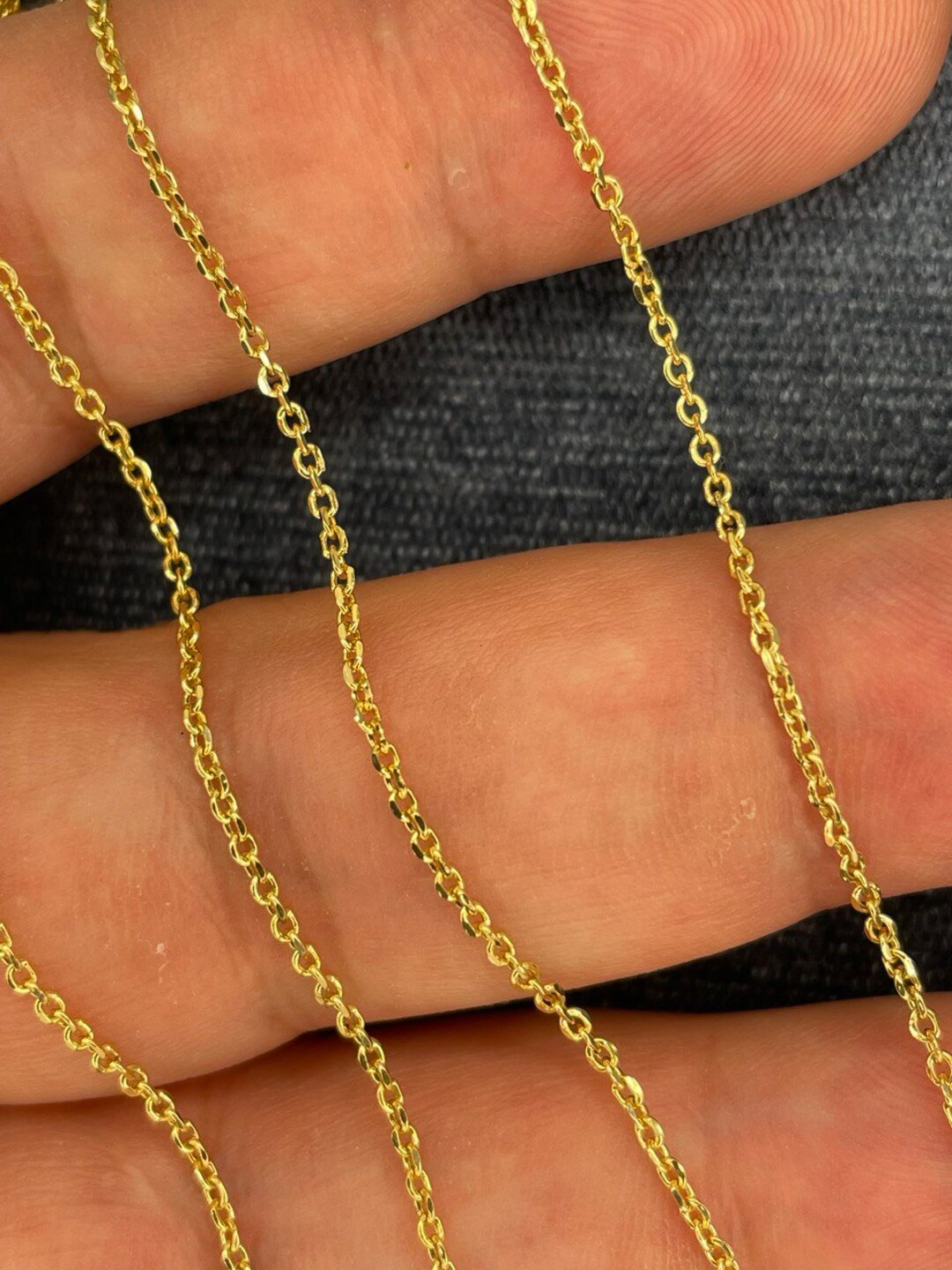 18k Real GOLD CABLE SOLID Chain, Real Gold, Christmas Gift ,solid 18k