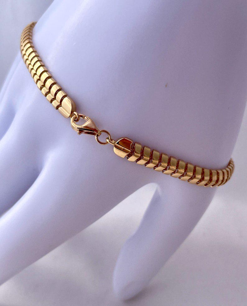 18K Solid Gold Bracelet Chain, Real Gold (5mm Width