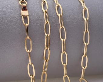 18K Solid Gold Paperclip Chain Necklace (2.7mm Thick) - Gift Ready