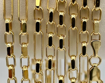 Collar de cadena tipo cable de oro macizo de 14 quilates: eslabones de 3,5 mm con corte de diamante