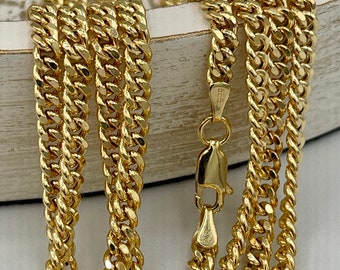 14k Solid Gold Curb Chain Necklace - 4mm Thick