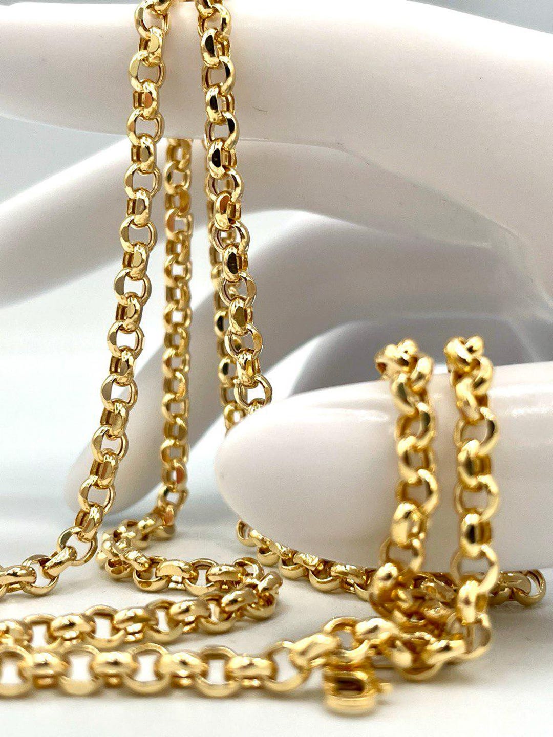 4mm Rolo Chain 14K Solid Gold Rolo Chain Necklace - 4mm Durable Design - Etsy
