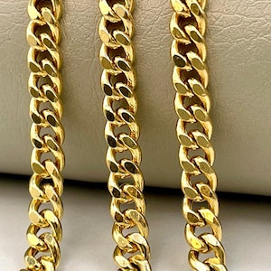 14K Solid Gold Curb Chain Necklace: 5mm Miami Cuban Link