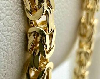 14K Solid Gold Byzantine Chain Necklace: Unisex Luxury Charm (2.5mm)