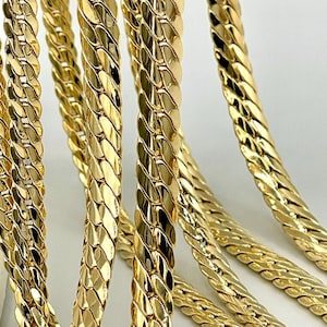 14K Solid Gold Miami Cuban Chain Necklace, Curb Cuban Links Chain, Real 14K Gold Chain for Men/Women,Thick4.5mm 5.5mm  24&quot;, 14K Gold Chain!