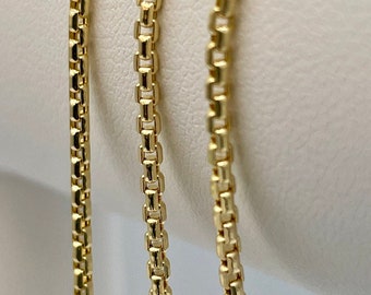 Yellow Gold Necklace Mm Box Chain 14K Solid Gold Box Chain