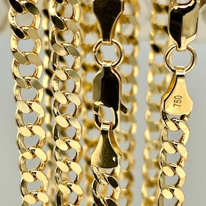 18k Solid Gold Curb Chain Necklace (4.4mm)