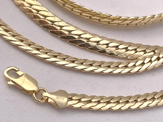 14K Solid Gold Miami Cuban Chain Necklace: Curb Links