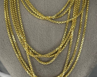 18k Solid Gold Box Chain Necklace - 2mm Thick - Elegant Fine Jewelry