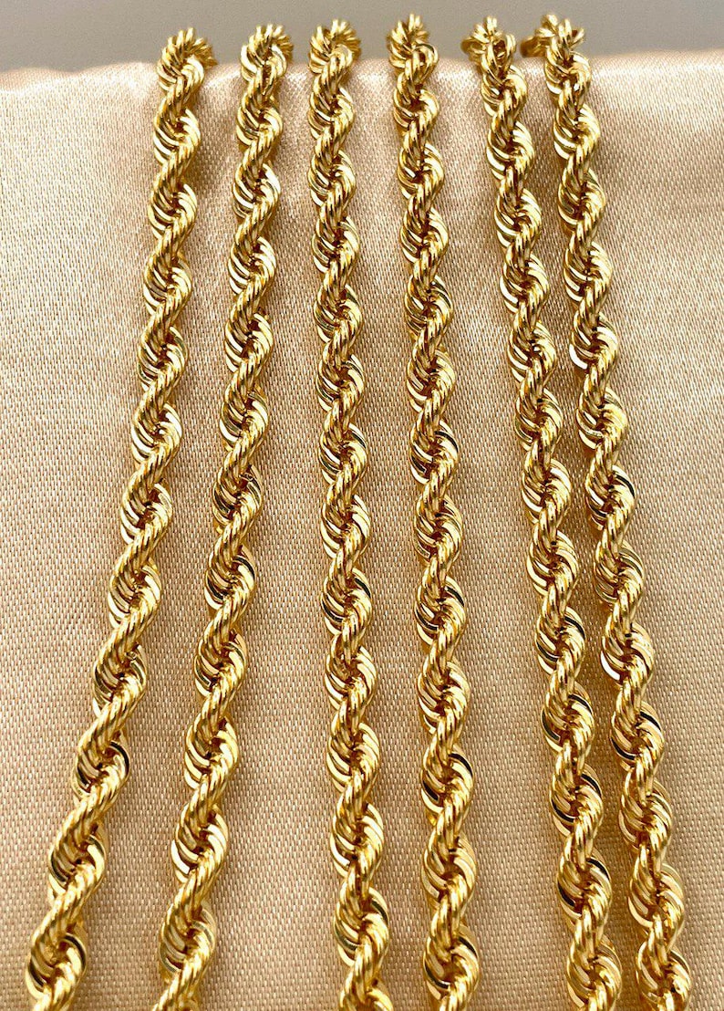 18K Solid Gold Rope Chain Necklace: 5MM Thick, Pure Yellow Gold - Etsy