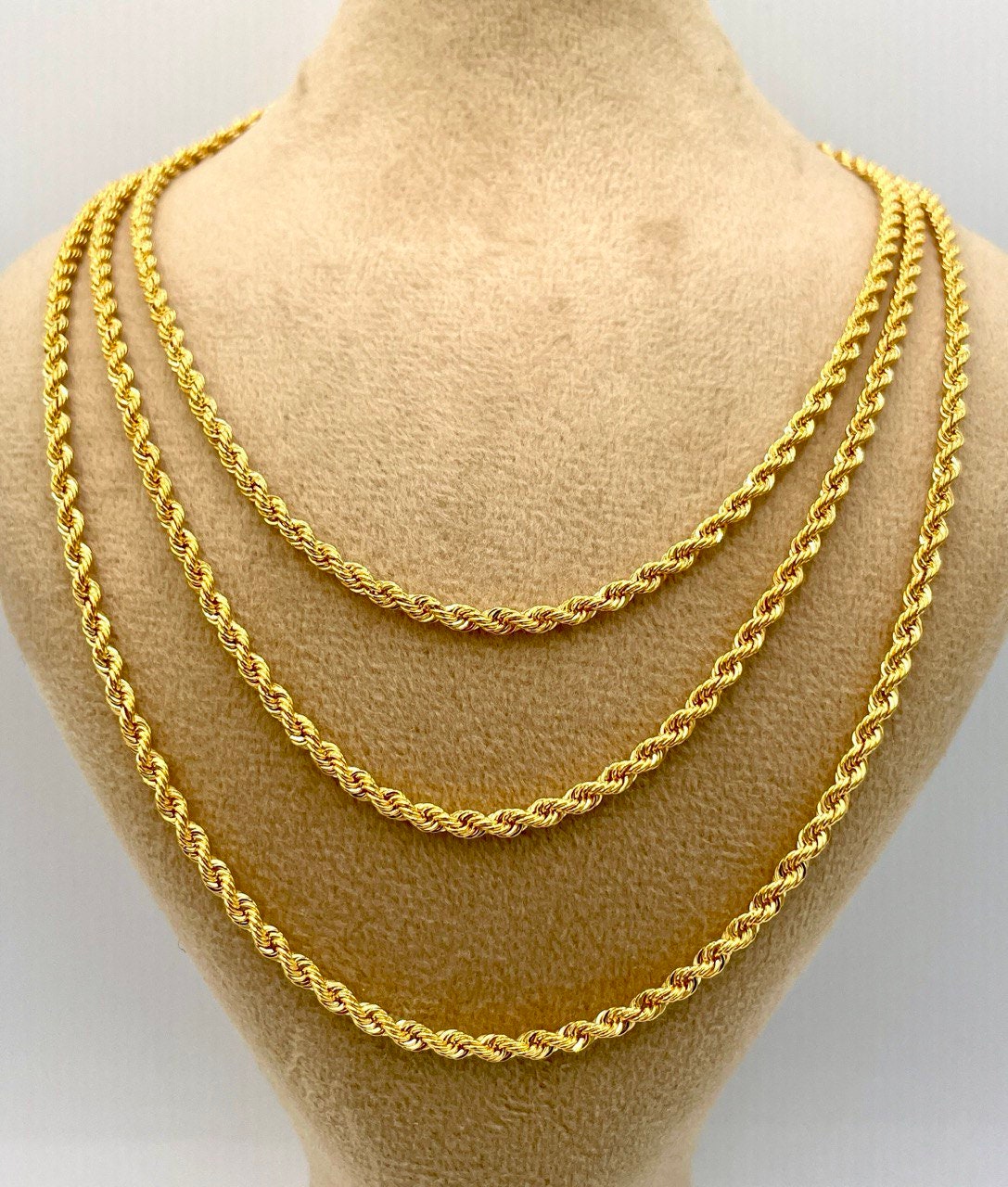 JewelryAffairs Collana Oro Giallo 14k – Catena A Maglia Corda Taglio Diamante, Spessore 3,5 Mm