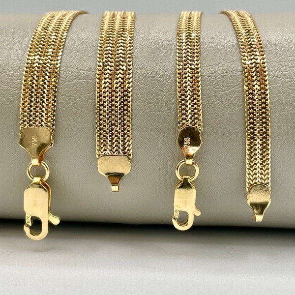 18K Yellow Gold Bismarck Chain Bracelet 7.5” Length | Genuine 18k Gold Bismarck Link Chain Bracelet | Gold Bracelet for Women | Gift for Her