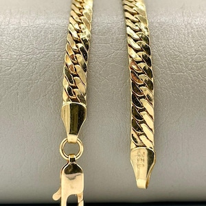 18K Solid Gold Curb Bracelet, Real Gold Cuban Bracelet,(4mm) Thickness, Gift For Her/Him