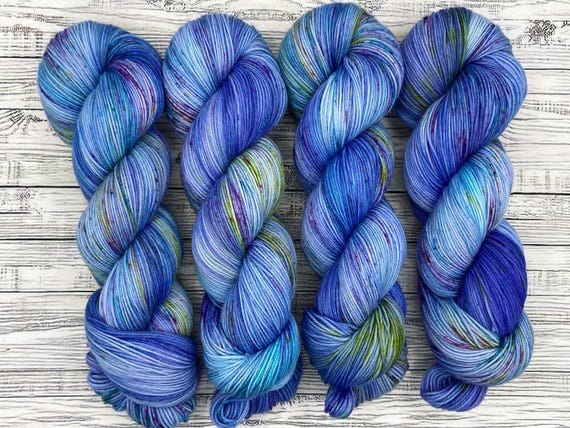 Bluebells - May Flowers Yarn - Periwinkle Blue Green - Spring Hand Dyed Yarn - Knit Crochet Gift - Superwash Merino Nylon Yarn - Sock Set