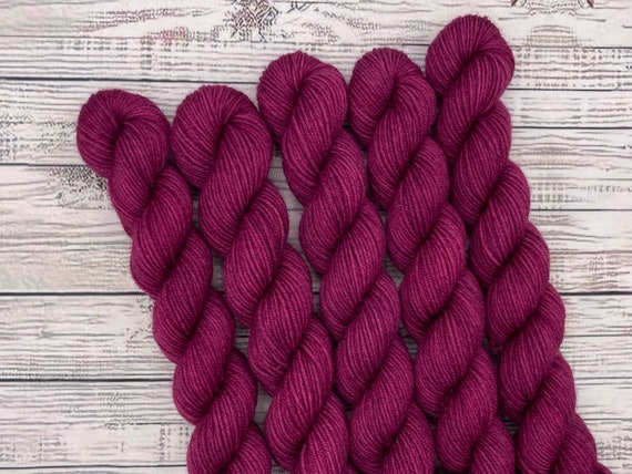 Burgundy Mini Skein - Fall Autumn Colors Tonals - Sock Yarn Minis - Hand Dyed Yarn - Fingering Weight - Mini Yarn Skeins - Sock Knit