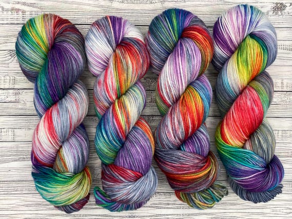 Suncatcher - Gray Rainbow Hand Dyed Yarn - Rainbow Yarn - Knit Crochet Gift - Superwash Merino Yarn - Sock Yarn - Sock Knitting Shawl