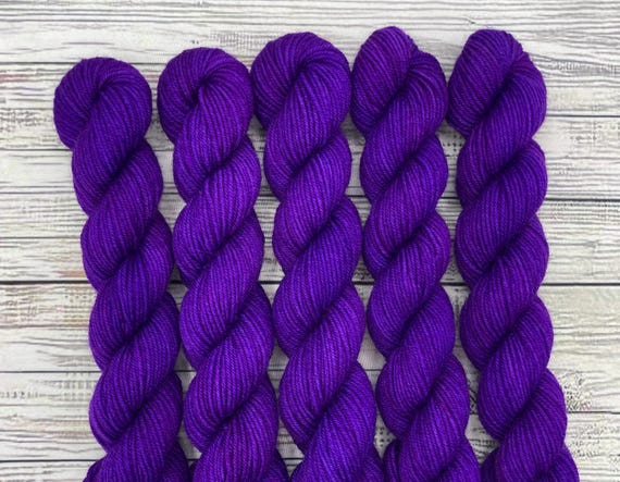 Royal Purple Mini Skein - Halloween Tonals - Sock Yarn Minis - Hand Dyed Yarn - Fingering Weight - Mini Yarn Skeins - Knit Gift - Sock Knit