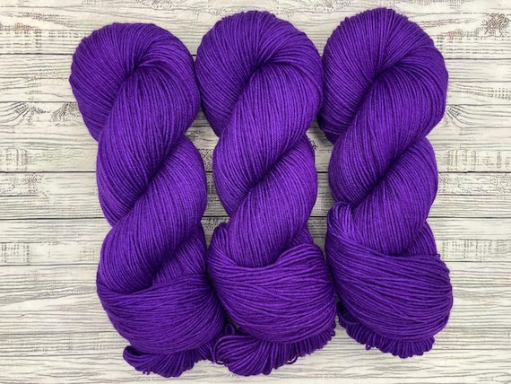 Royal Purple - Hand Dyed Yarn - Superwash Merino Nylon - Dark Purple Yarn - Purple Sock Yarn - Tonal Semisolid - Yarn Knit Crochet Gift