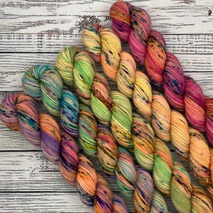 Mini Skein Set of 5 Fade - Ready For Summer - Sock Yarn Minis - Hand Dyed Yarn - Fingering Weight - Mini Yarn Skeins - Knit Gift - Sock Knit