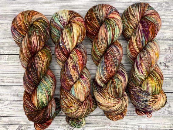 Football Season DYED TO ORDER: Hand Dyed Yarn Autumn Speckled Superwash Merino Nylon