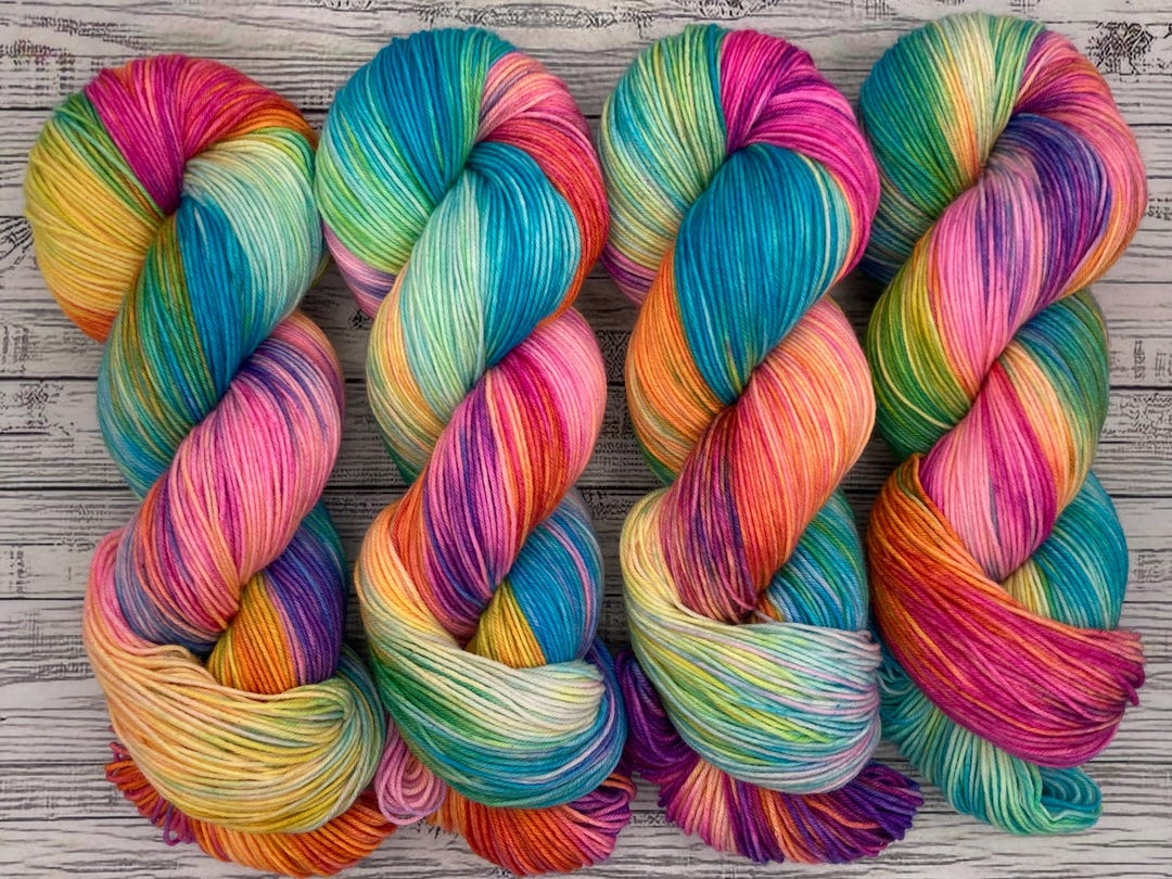 Brainfreeze - Neon Pastel Rainbow - Hand Dyed Sock Yarn