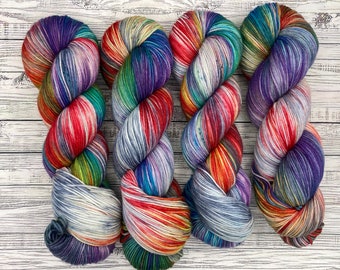 Suncatcher - Gray Rainbow Hand Dyed Yarn - Rainbow Yarn - Knit Crochet Gift - Superwash Merino Yarn - Sock Yarn - Sock Knitting Shawl
