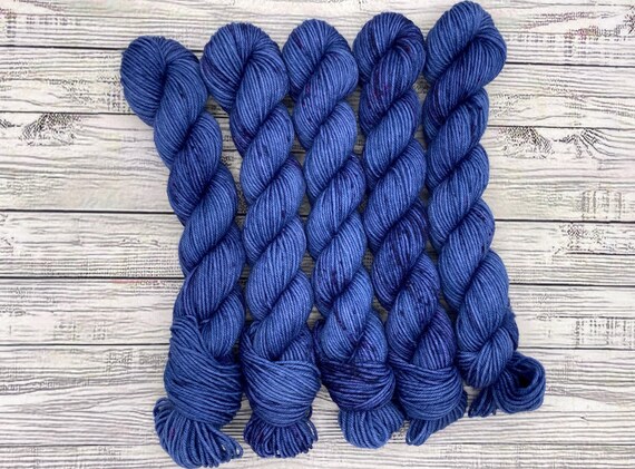 Blueberries Mini Skein - Blue Semisolid Speckles - Sock Yarn Minis - Hand Dyed Yarn - Fingering Weight - Mini Yarn Skeins - Sock Knit
