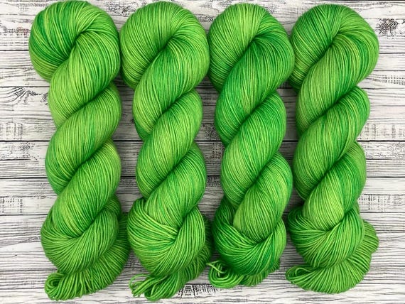 Grasshopper - May Flowers Collection - Hand Dyed Yarn - Superwash Merino Nylon - Tonal Spring Green Yarn - Sock Yarn - Crochet Gift Knit
