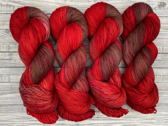 Dipped Strawberries - Valentine Day - Red Chocolate Yarn Gift - Hand Dyed Yarn - Superwash Merino Nylon - Red Sock Yarn - Yarn Knit Crochet