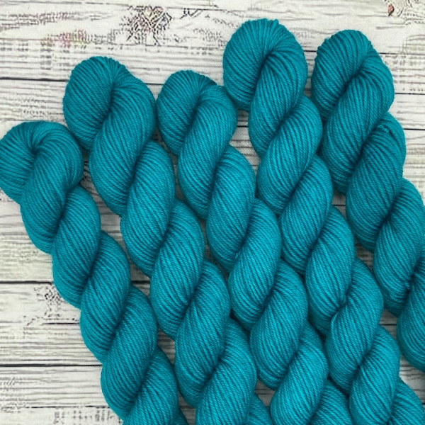 Teal Mini Skein - Fall Autumn Colors Tonals - Sock Yarn Minis - Hand Dyed Yarn - Fingering Weight - Mini Yarn Skeins - Sock Knit