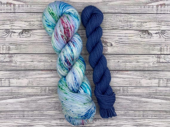 Water Lilies - April Color of the Month - Hand Dyed Yarn - Knit Crochet Gift - Superwash Merino - Monet Spring Green Blue Raspberry Speckles