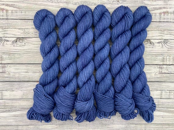 Blueberry Mini Skein - Blue Yarn - Hand Dyed Sock Yarn - Superwash Merino Wool Nylon - Yarn for Knit Socks - Mini Skein
