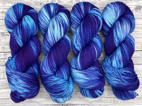 Winters Night - Hand Dyed Sock Yarn - Dark Blue - Blues Yarn - Superwash Merino Nylon