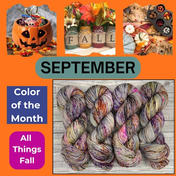 All Things Fall - September Color of the Month Hand-Dyed Superwash Merino Wool Yarn: Autumn Speckles