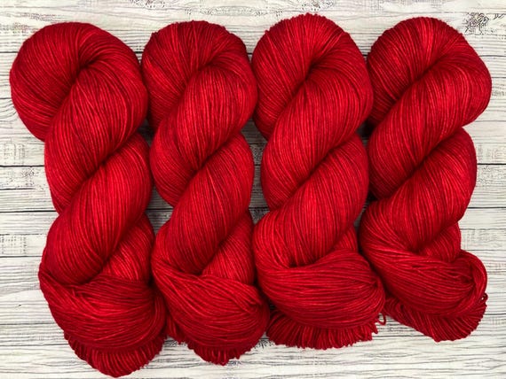 Red Velvet Rose - Valentine Day - Red Tonal Yarn Knit Gift - Hand Dyed Yarn - Superwash Merino Nylon - Red Sock Yarn - Yarn Knit Crochet