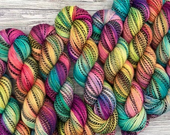 Brainfreeze Striped Rainbow Sock Yarn - Hand Dyed Sock Yarn - Superwash Merino Wool Nylon - Rainbow Sock Yarn - Knit Socks   - Knit Gift