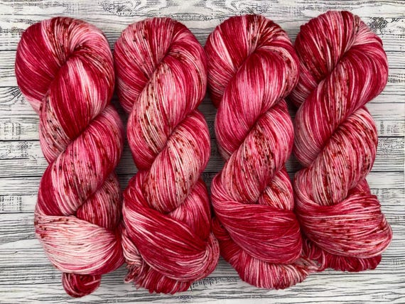 Be My Valentine - Valentines Day - Hand Dyed Yarn - Superwash Merino Nylon - Pink  Red Brown Speckles Sock Yarn - Knit Gift - Sock Set