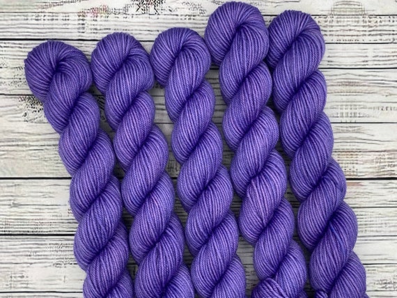Iris Mini Skein - Purple Yarn - Hand Dyed Sock Yarn - Superwash Merino Wool Nylon - Yarn for Knit Socks - Mini Skein