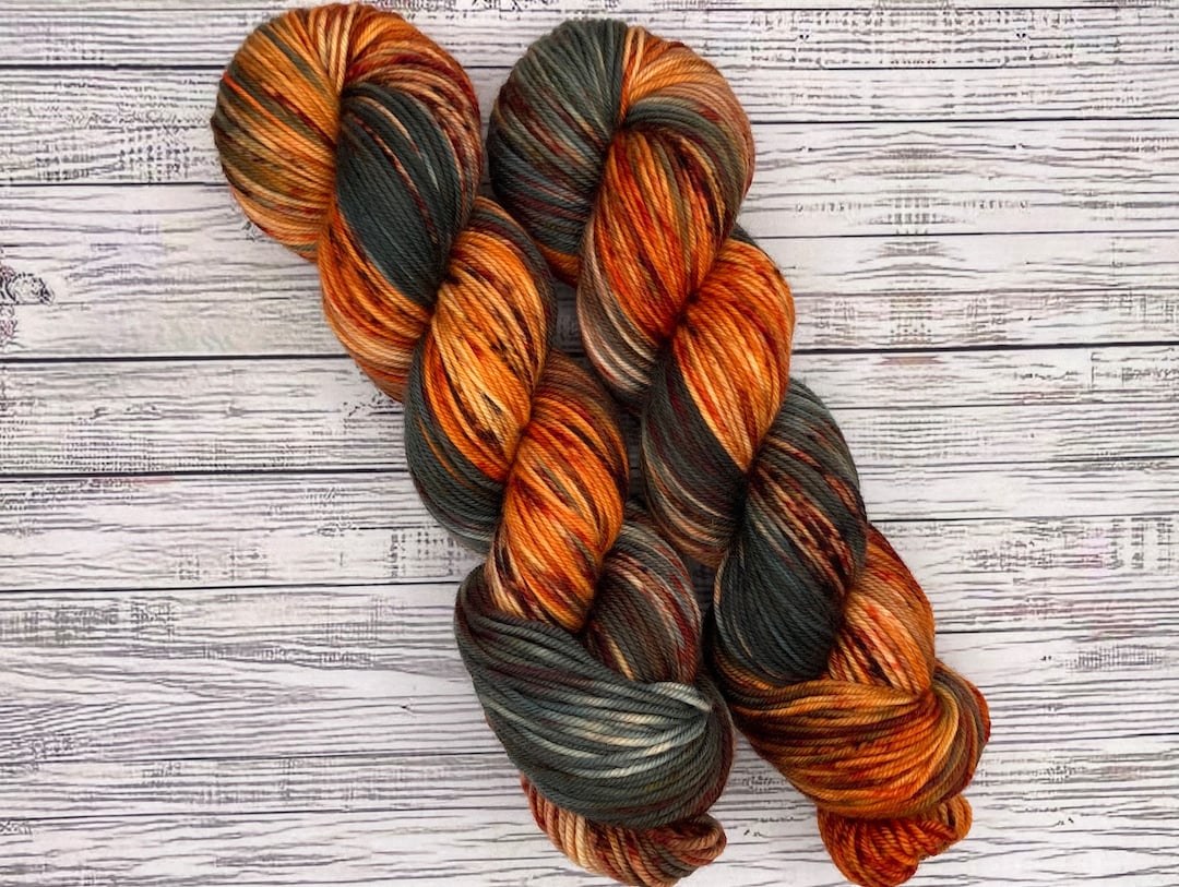 Fireside Hand Dyed Yarn Superwash Merino Nylon Autumn Sock Yarn Autumn Colors Orange Brown Gold