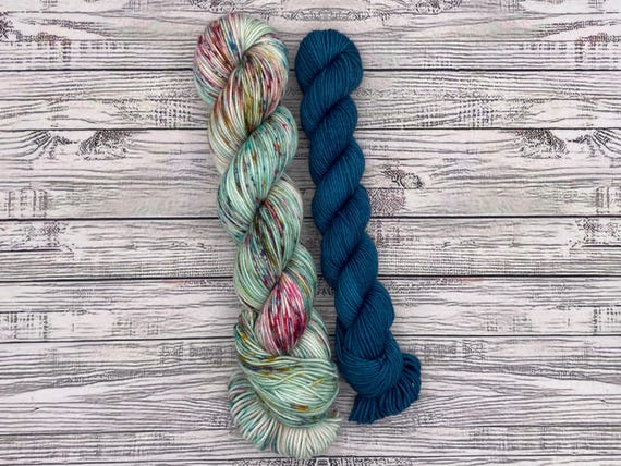 Seaglass Micro Sock Set - Hand Dyed Yarn - Superwash Merino Wool Nylon - Sock Yarn - Light Aqua Colorful Speckles - Beach Yarn Knit Socks