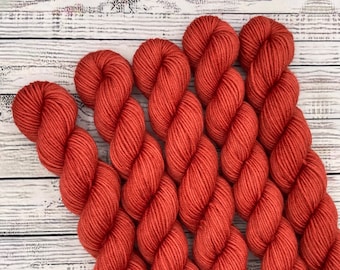 Single Rusty Red Barn Mini Skein - Autumn Rust Red Semisolid - Sock Yarn - Hand Dyed Yarn - Fingering Weight - Mini Yarn Skeins - Sock Knit