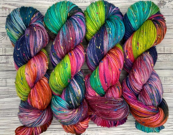 Spooktober - DK Confetti Tweed - Hand Dyed Yarn - Superwash Merino - Autumn Yarn - Fall Color - October Yarn - Knit Crochet