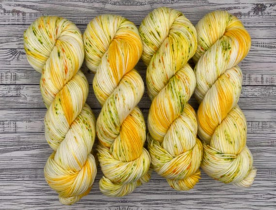 Daffodils & Daisies - Sunshine Yellow Yarn - Hand Dyed Yarn - Knit Crochet Gift - Superwash Merino Nylon Yarn - Sock Yarn - Sock Set