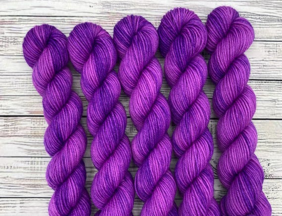 Purple Potion Mini Skein - Sock Yarn Minis - Hand Dyed Yarn - Fingering Weight - Mini Yarn Skeins - Gift Sock Knit