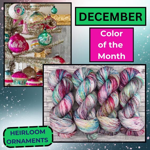 Heirloom Ornaments - December Color of the Month Hand-Dyed Superwash Merino Wool Yarn: Christmas Speckles Holiday Yarn