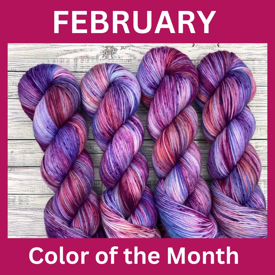 February Color of the Month Yarn Always Forever Purple Hand Dyed Sock