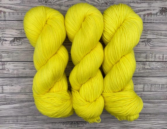 Sunshine Tonal - Hand Dyed Yarn - Superwash Merino Nylon - Bright Yellow Tonal DK Sock Yarn - Knit Crochet Gift