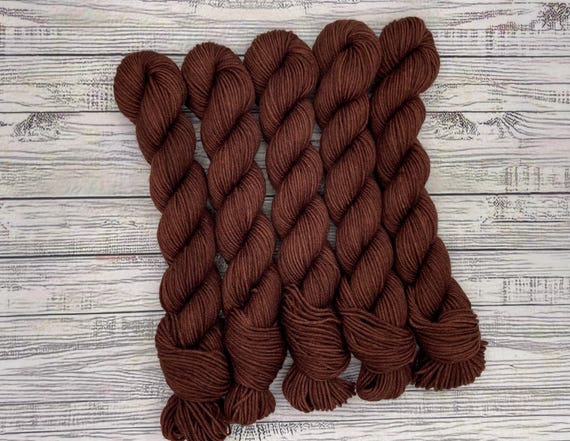 Chocolate Chip Mini Skein - Dark Brown Tonal - Sock Yarn Minis - Hand Dyed Yarn - Fingering Weight - Mini Yarn Skeins - Sock Knit