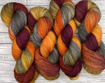 Fireside Hand Dyed Yarn Superwash Merino Nylon Autumn Sock Yarn Autumn ...