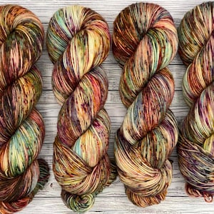 Football Season DYED TO ORDER: Hand Dyed Yarn Autumn Speckled Superwash Merino Nylon